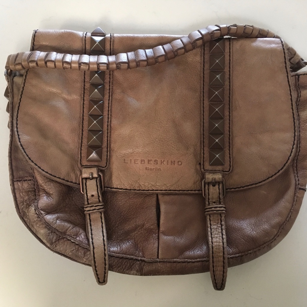 Liebeskind Brown Leather Studded Shoulder Bag